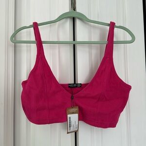 Pink Ribbed Cropped Bralette